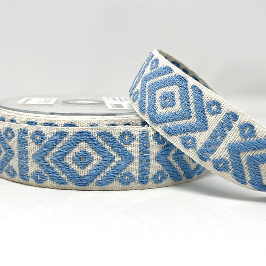 40mm Embroidered Webbing - Blue