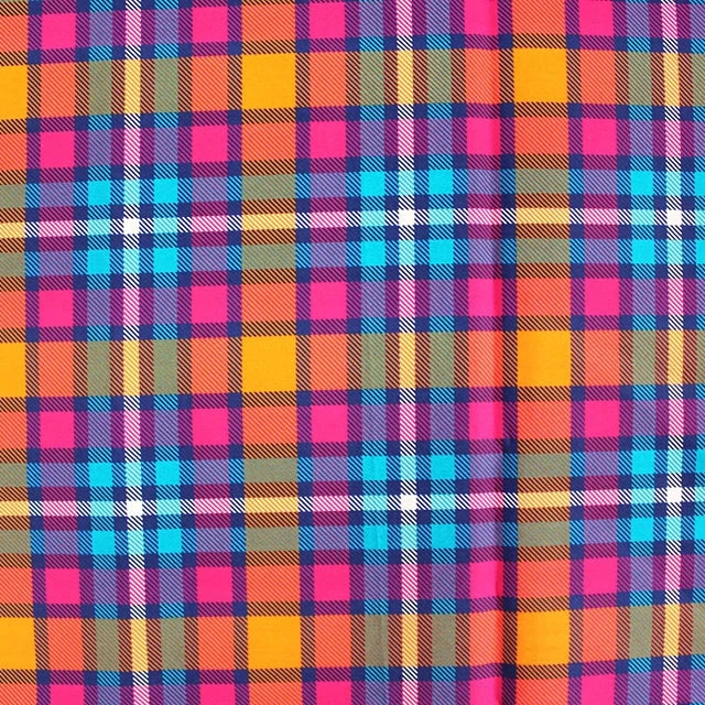 Digital Cotton Check - Teal & Pink