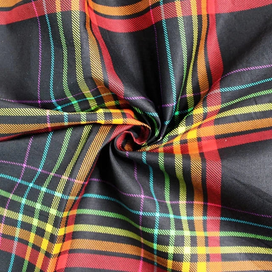 Digital Cotton Check - Black Rainbow