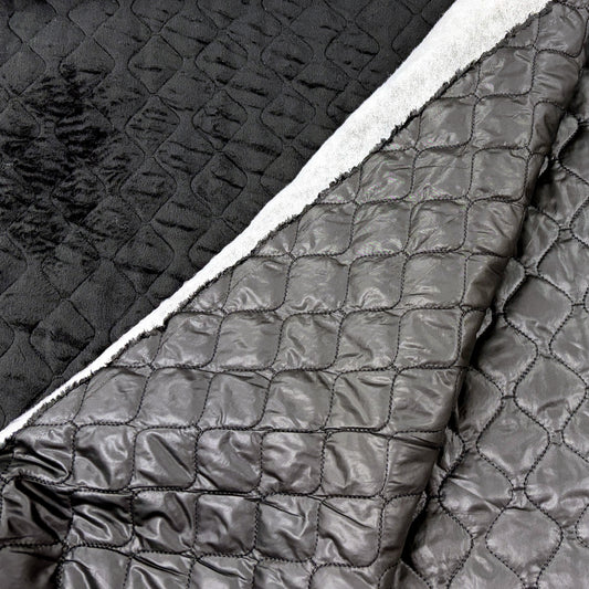 Quilted Velour Backed Puffer - Black
