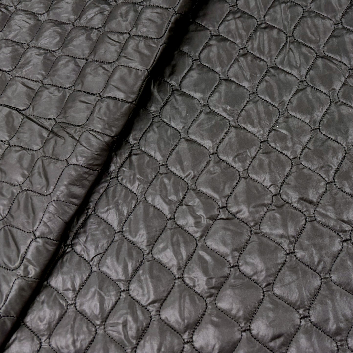 Quilted Velour Backed Puffer - Black