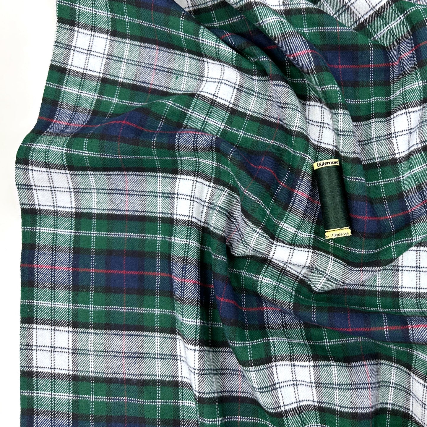 Brushed Cotton Check - Green & Navy