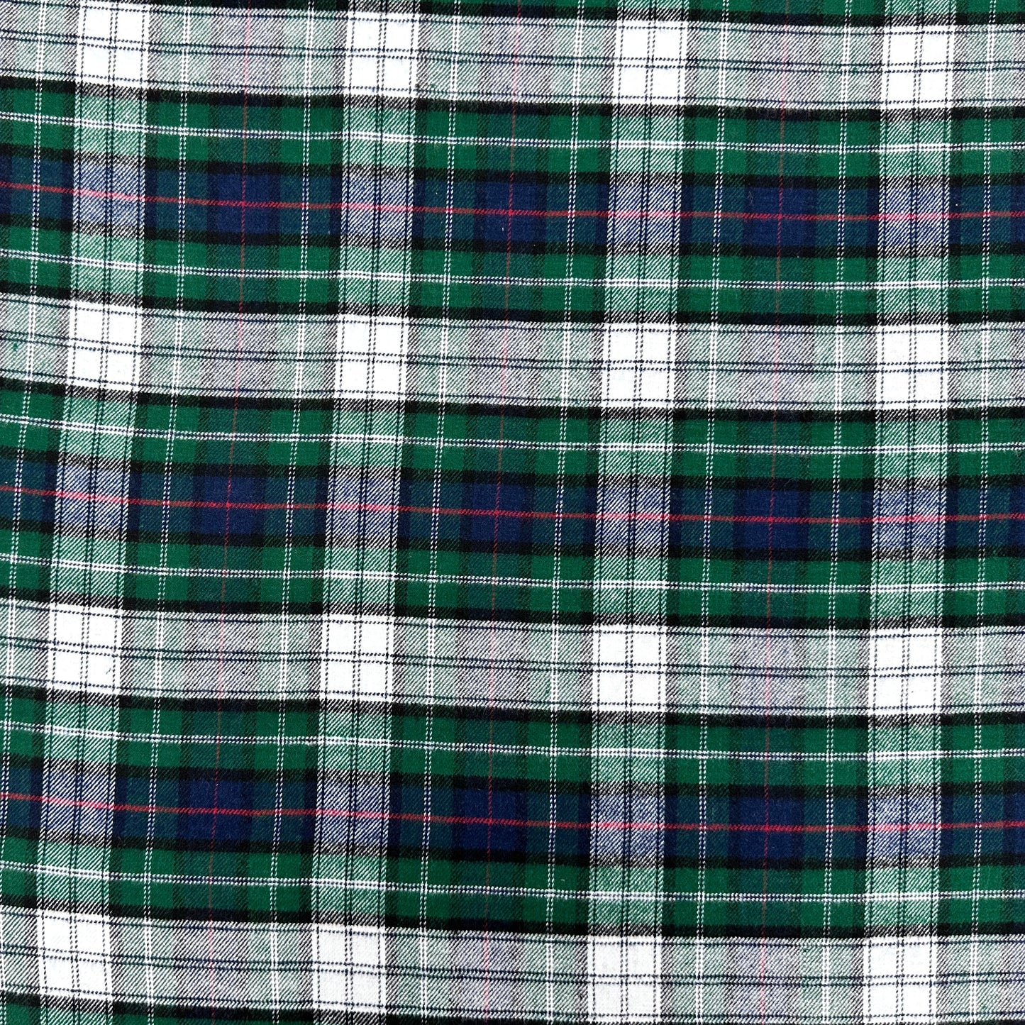 Brushed Cotton Check - Green & Navy