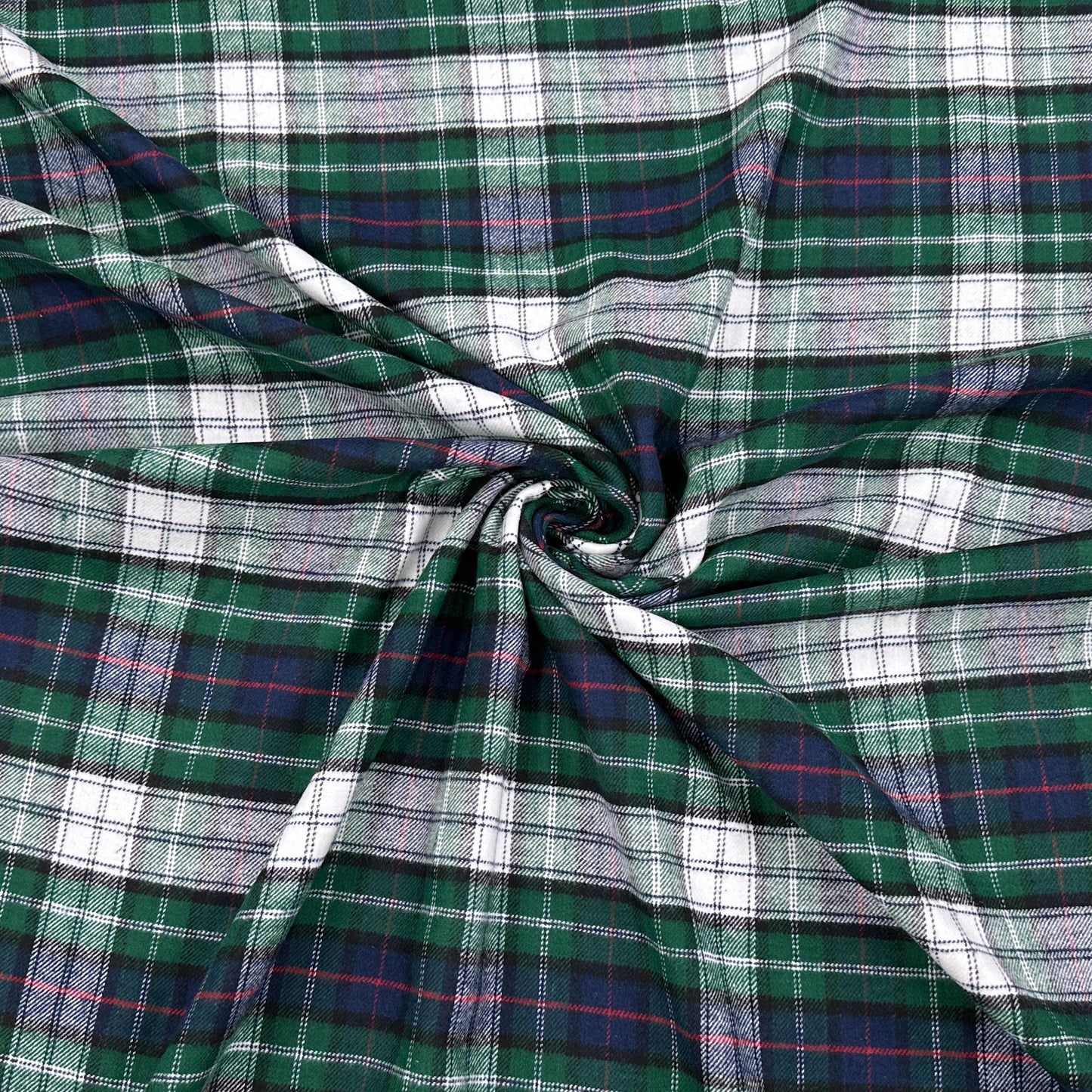 Brushed Cotton Check - Green & Navy