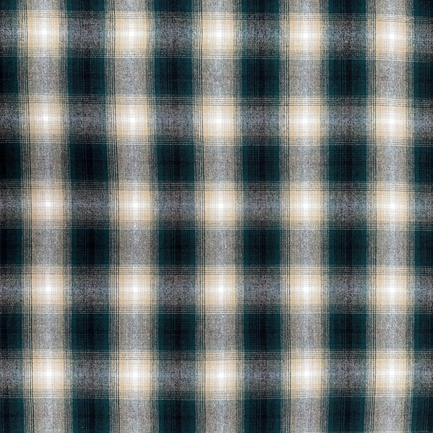 Brushed Cotton Check - Teal & Beige