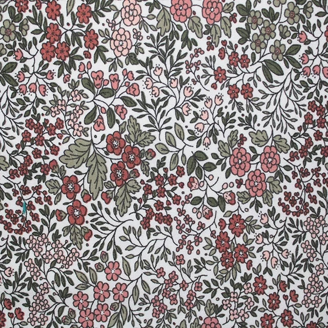 Autumn Ditsy Cotton Jersey - Khaki & Pink