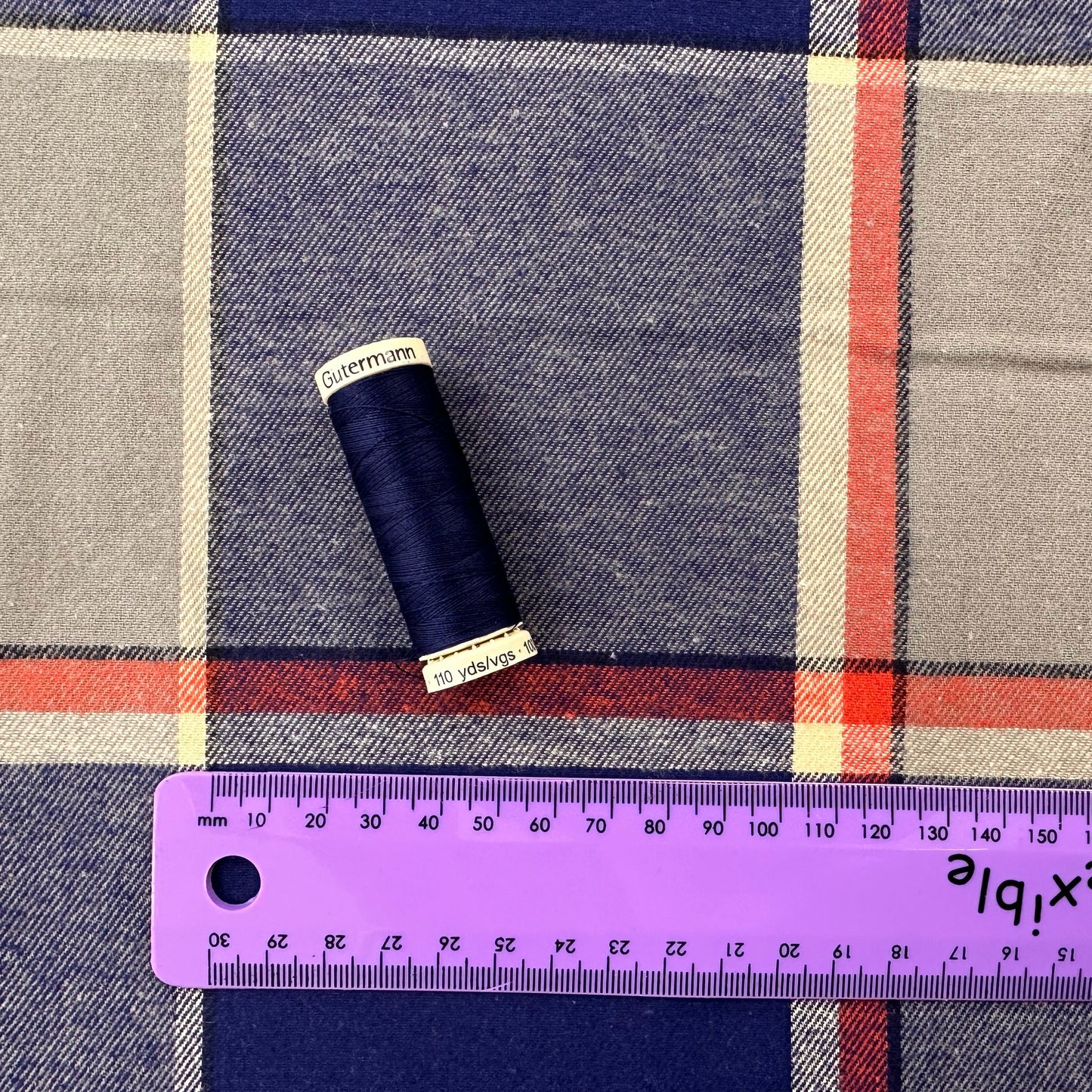 100% Cotton Flannel Check - Navy