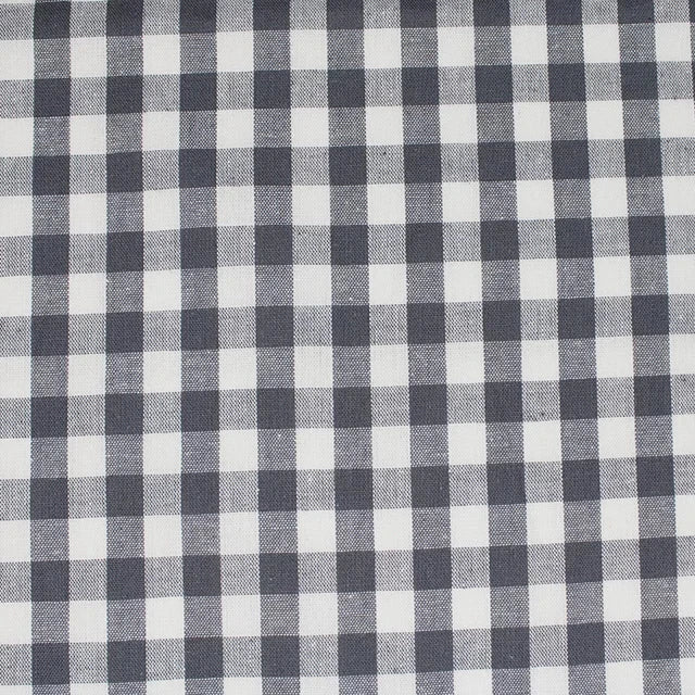 1CM Cotton Gingham - Grey - 1.3M Remnant