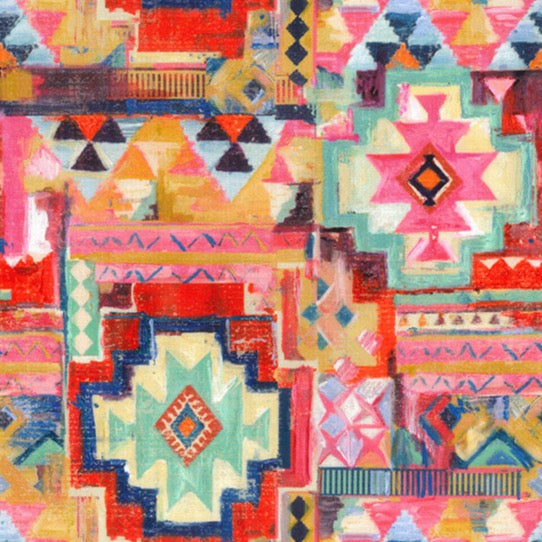 Aztec Cotton Canvas - Coral