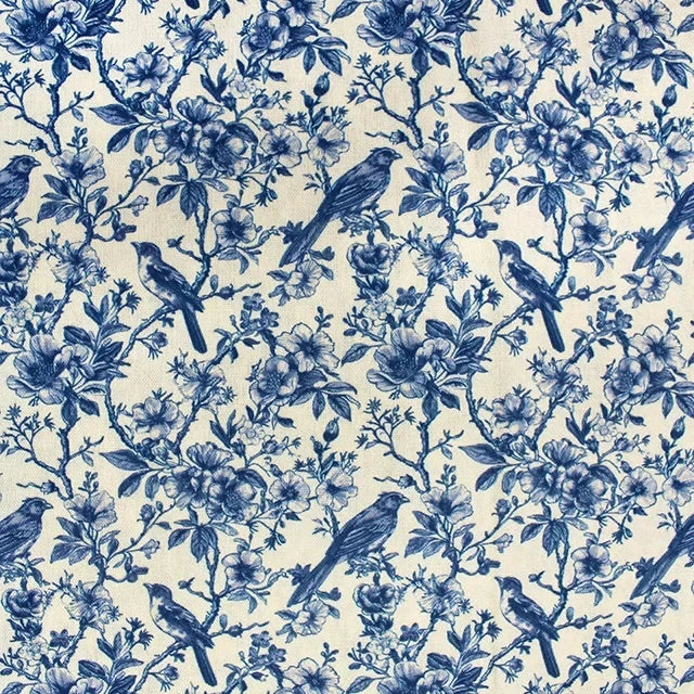 Birds & Flowers Linen Viscose Blend