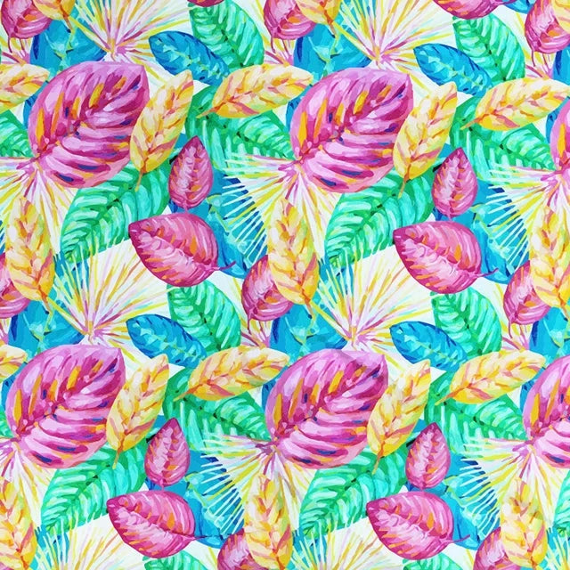 Painted Leaves Linen Viscose Blend