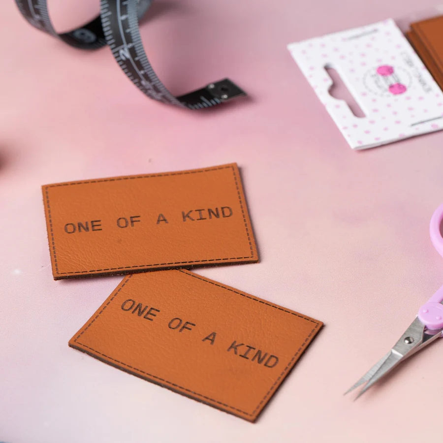 Little Rosy Cheeks - One Of A Kind - Pack of 2 Leather Jeans Labels - Whisky Tan