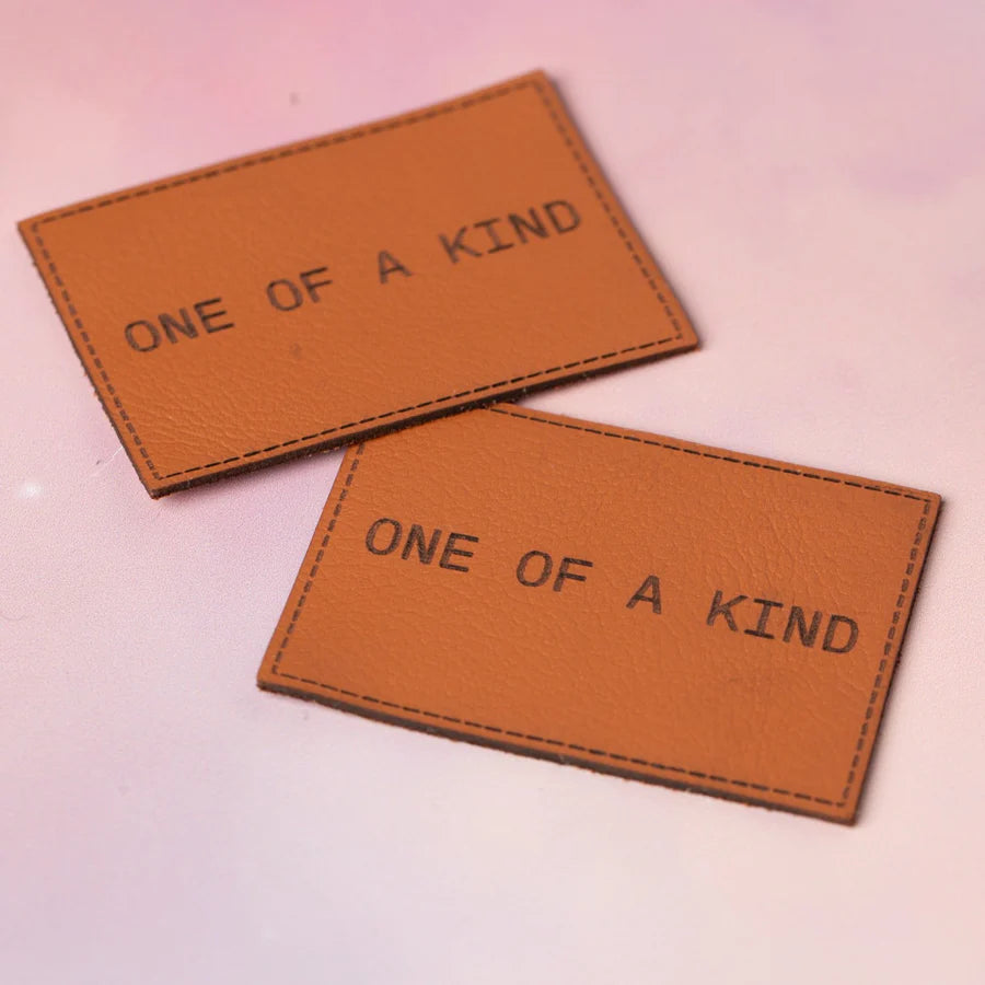 Little Rosy Cheeks - One Of A Kind - Pack of 2 Leather Jeans Labels - Whisky Tan
