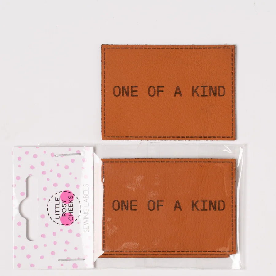 Little Rosy Cheeks - One Of A Kind - Pack of 2 Leather Jeans Labels - Whisky Tan