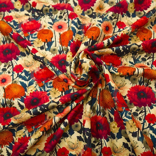 Dahlias Cotton Viscose Twill (Pre-Order)