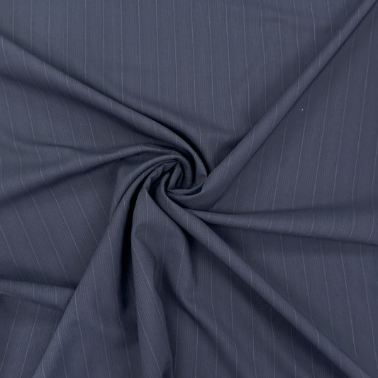 Navy Wool Blend Pin Stripe Suiting