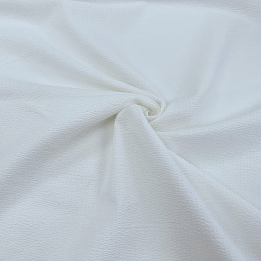 100% Cotton Seersucker - White