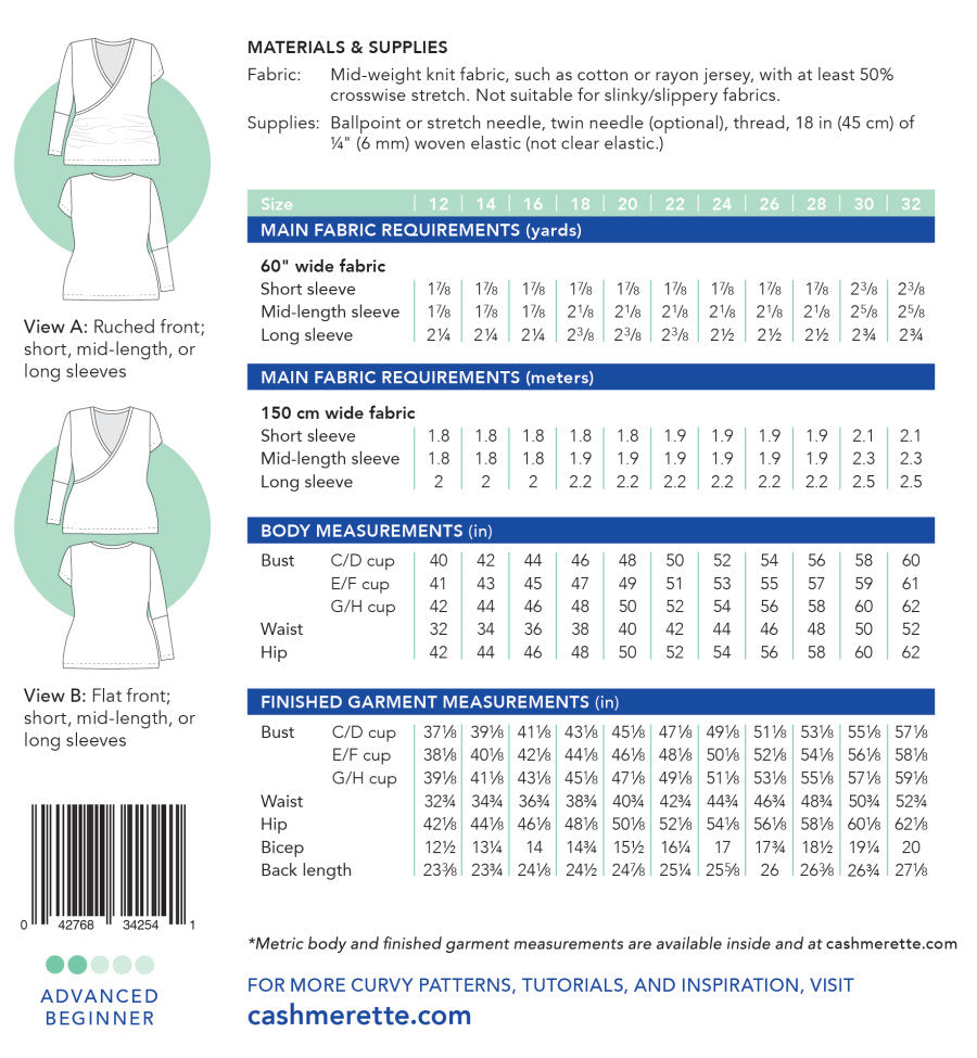 Cashmerette Dartmouth Top - Sizes 12-32