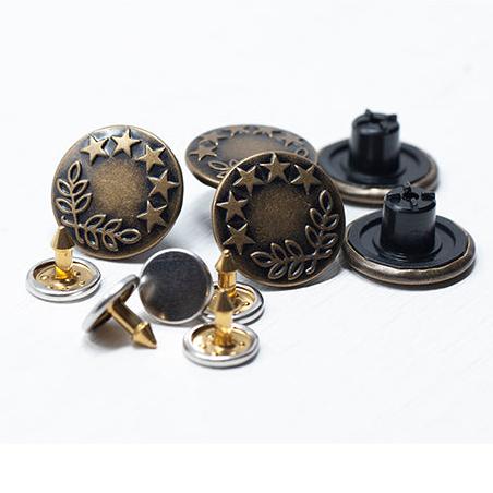Hammer on Jeans Buttons 17mm - Antique Brass