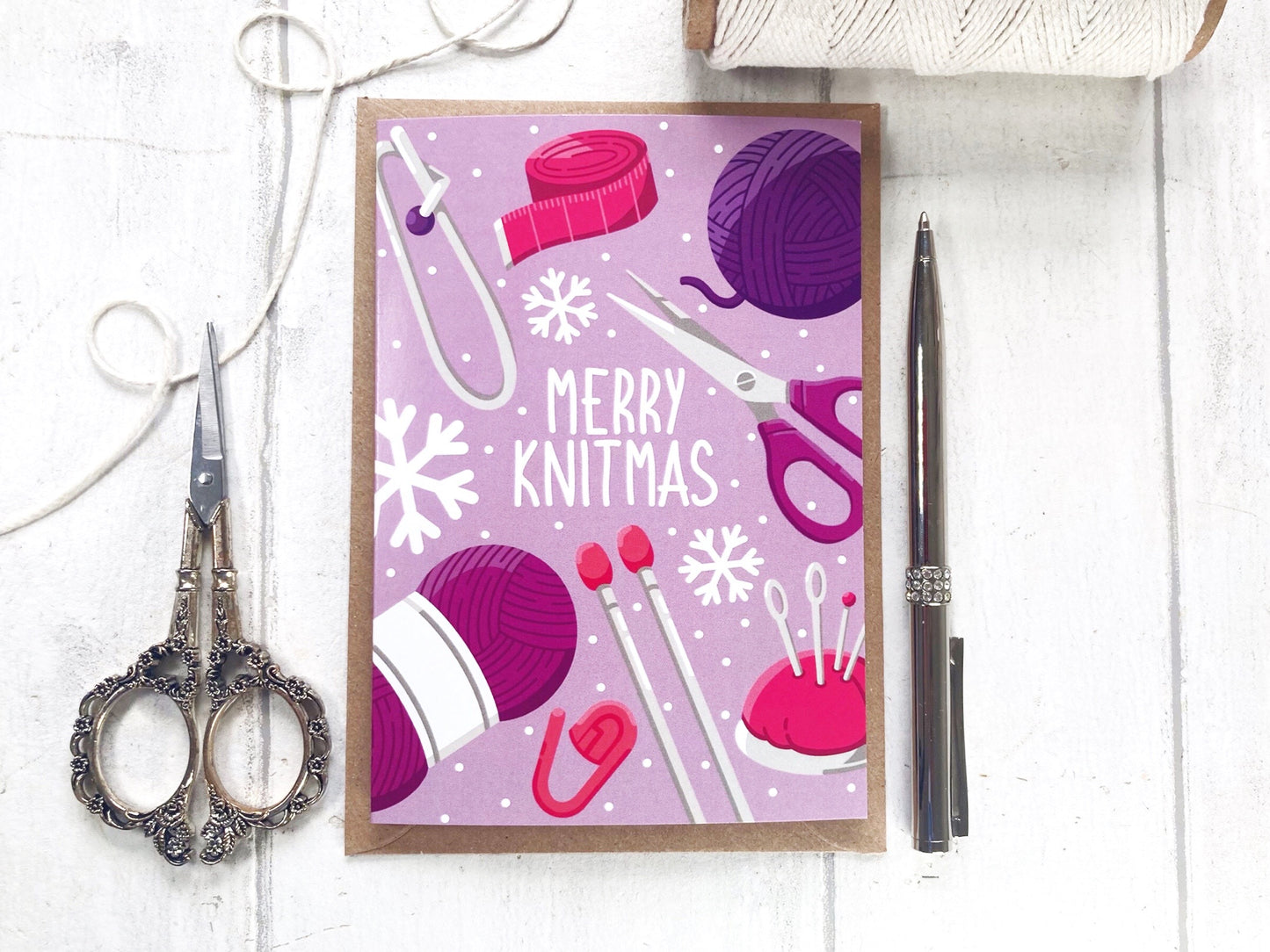 Xmas Knit - A6 Greetings Card by Little Green Stitches