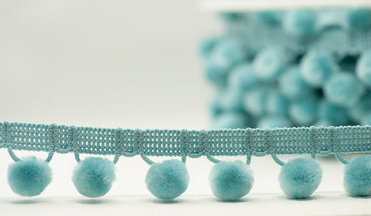 28mm Pom Pom Trim - Pale Blue