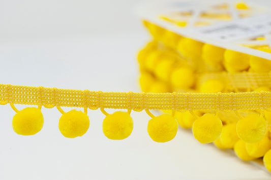 28mm Pom Pom Trim - Canary Yellow