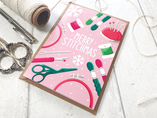 Xmas Stitch - A6 Greetings Card by Little Green Stitches