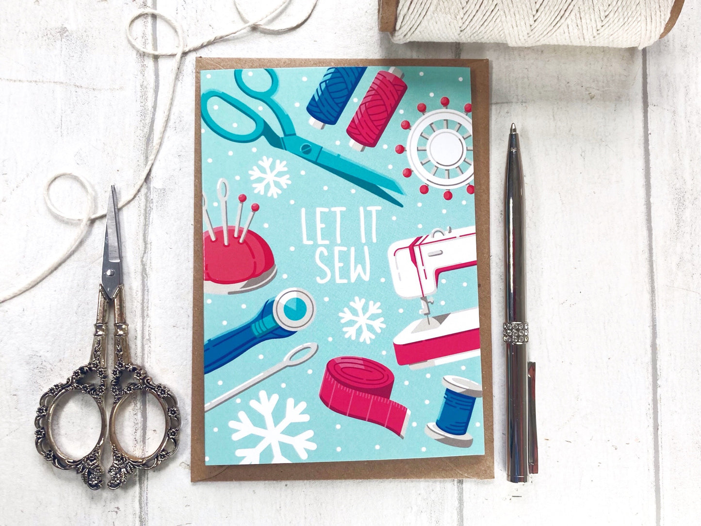 Xmas Sew - A6 Greetings Card by Little Green Stitches