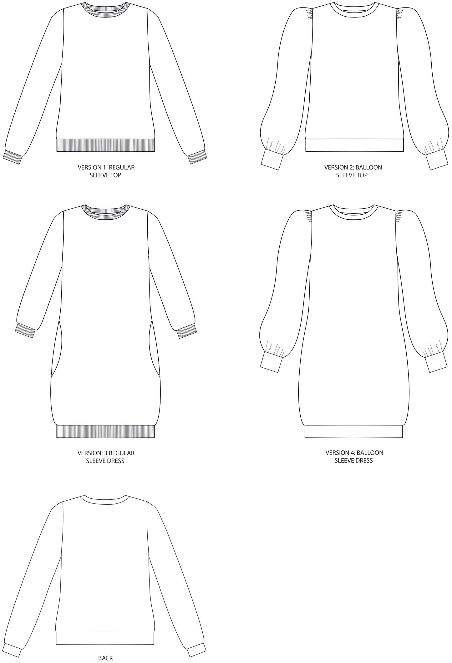 Tilly and the Buttons Billie Sweatshirt and Dress - Sizes UK 6-34