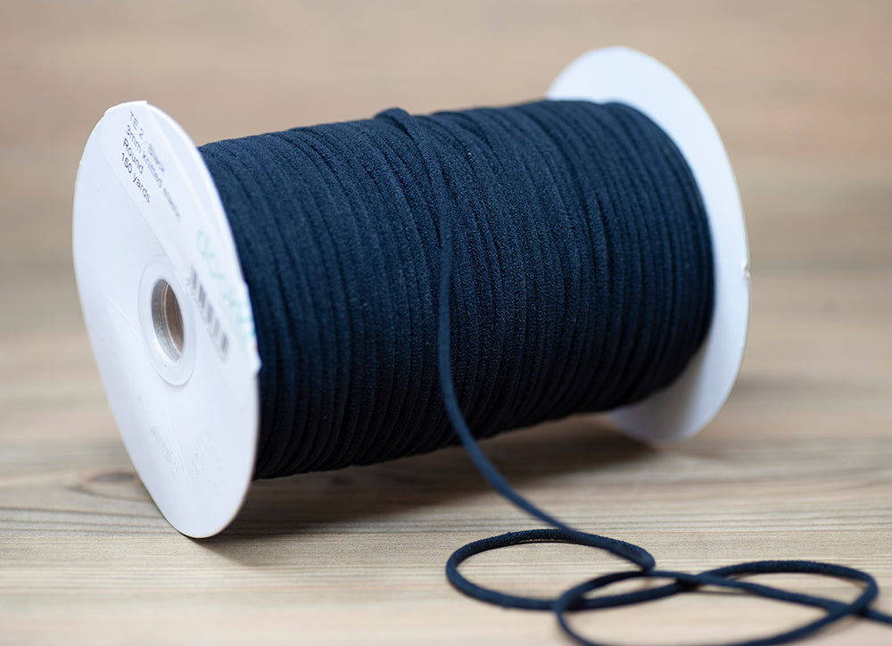Knitted Round Mask Elastic - 3mm - Black