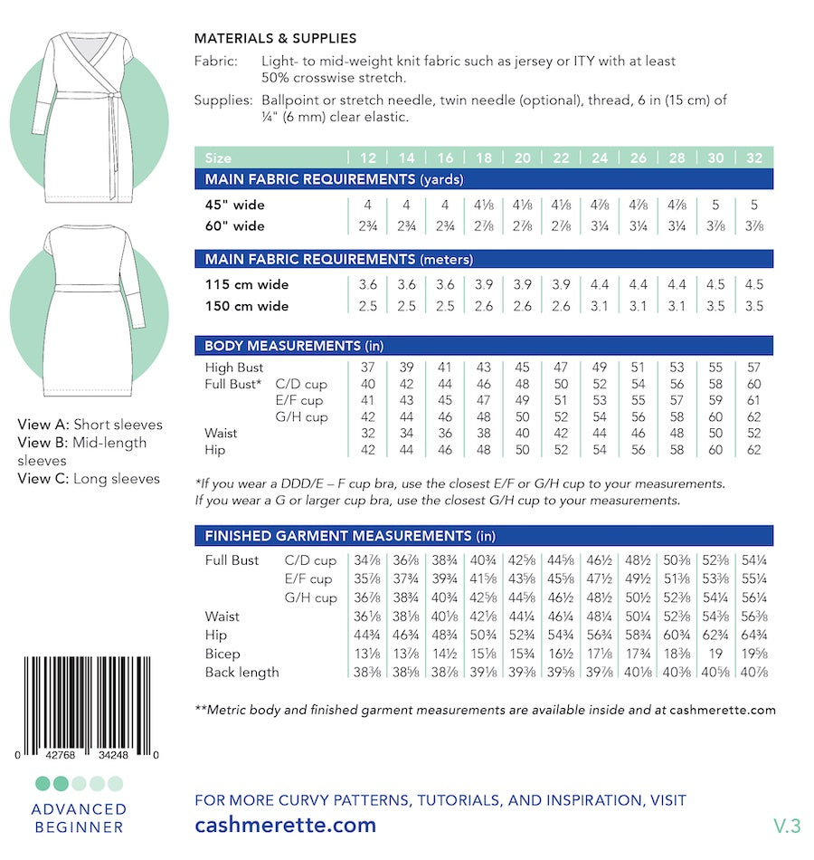 Cashmerette Appleton Dress Sizes 12-32