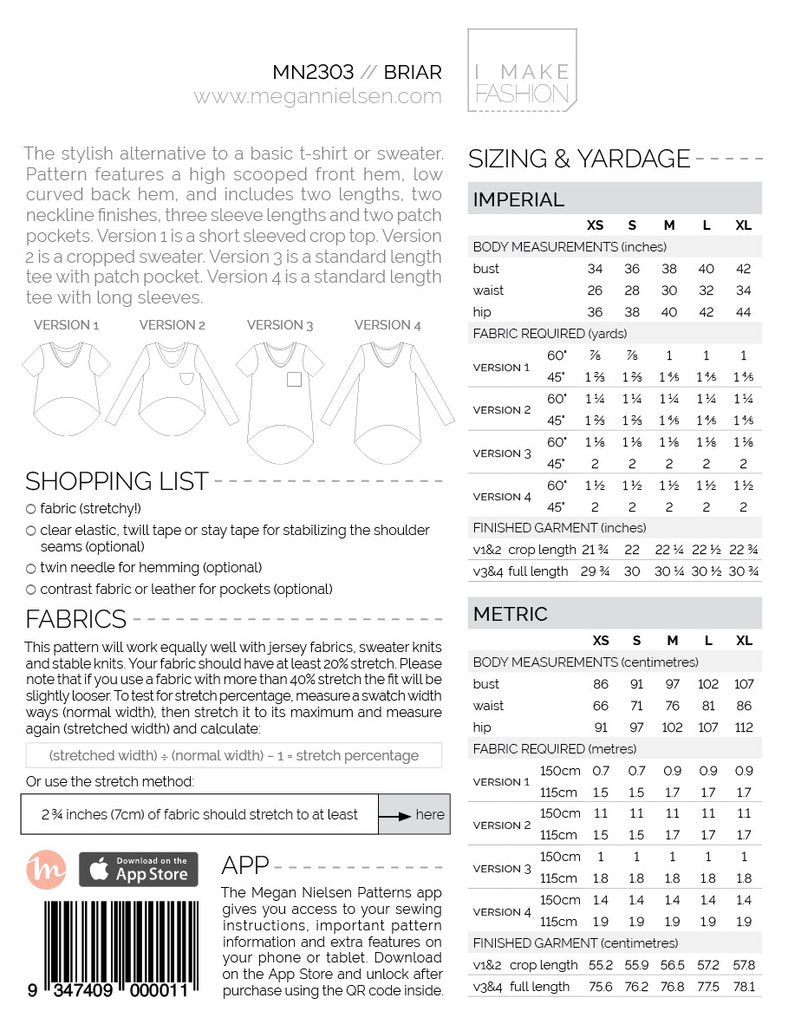 Megan Nielsen Briar Sweater & T-Shirt - Marked Cover