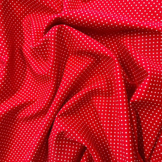 Pin Spot Cotton Poplin - Red