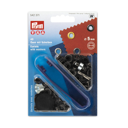 Prym Eyelets and Washers - Black - 5mm