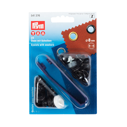 Prym Eyelets and Washers - Black - 8mm