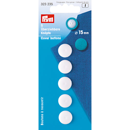 Prym Cover Buttons - White - 15mm