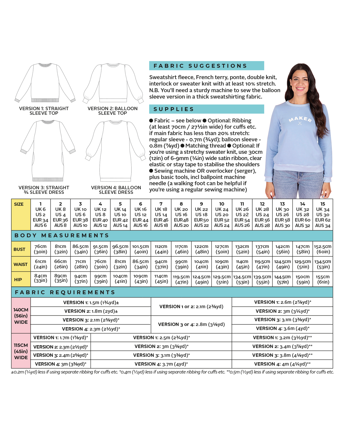 Tilly and the Buttons Billie Sweatshirt and Dress - Sizes UK 6-34