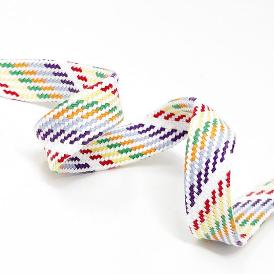 14mm Flat Drawstring Tape - Light Rainbow