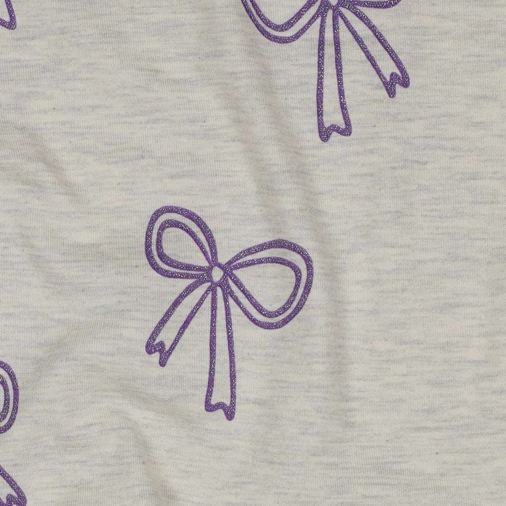 Glitter Bows Cotton Jersey - Ecru Melange