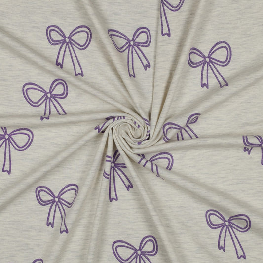 Glitter Bows Cotton Jersey - Ecru Melange
