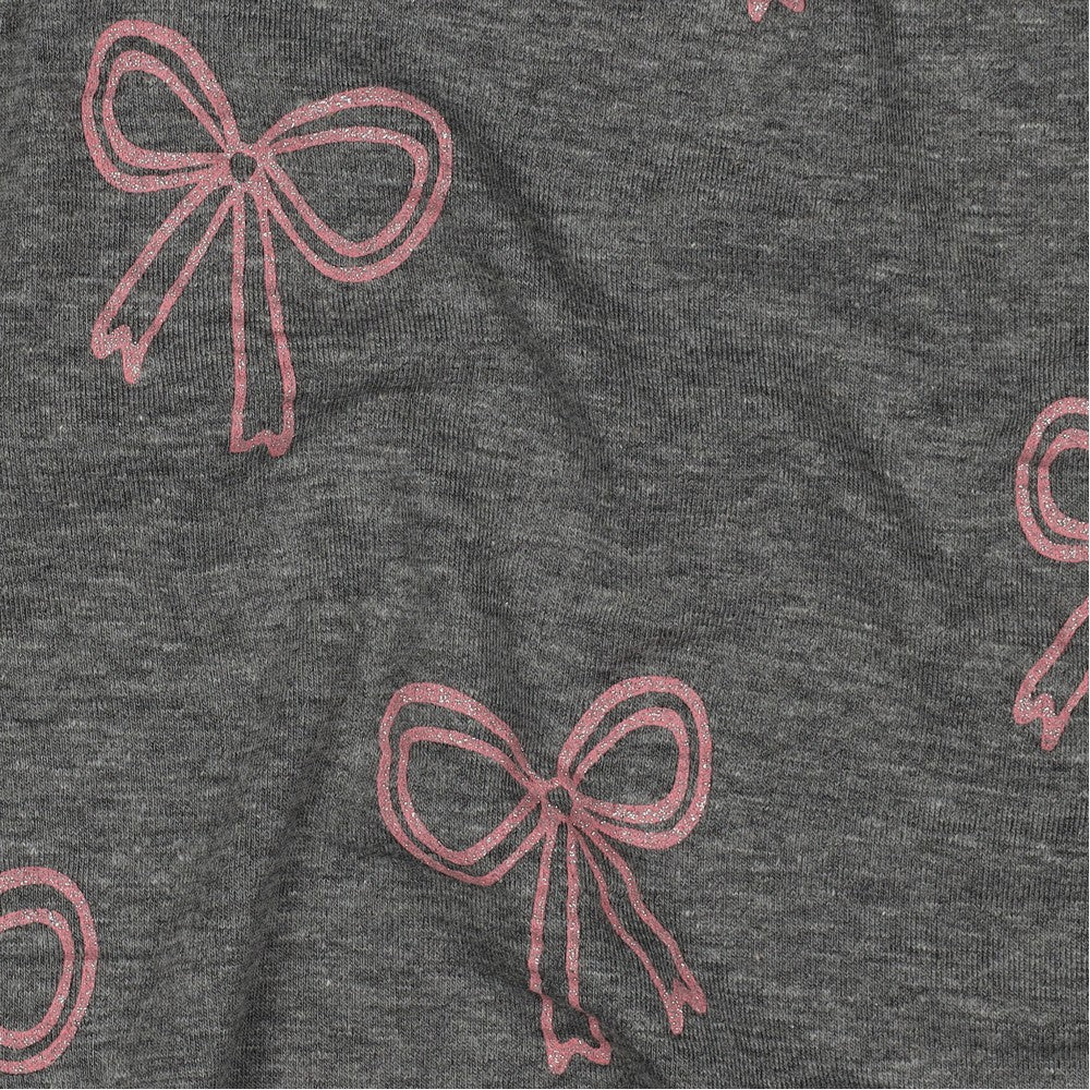 Glitter Bows Cotton Jersey - Grey Melange