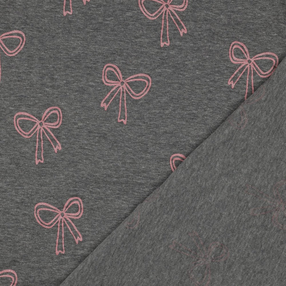 Glitter Bows Cotton Jersey - Grey Melange
