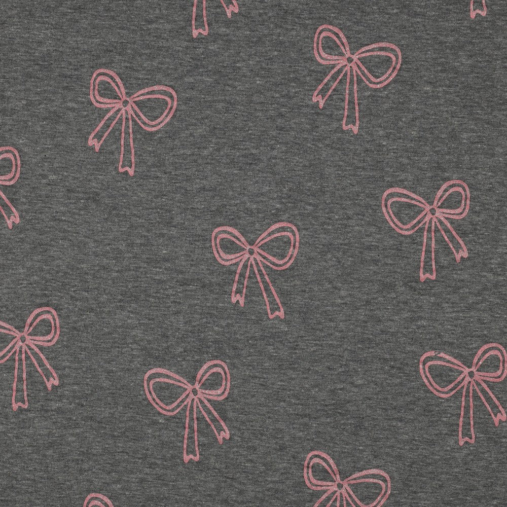 Glitter Bows Cotton Jersey - Grey Melange