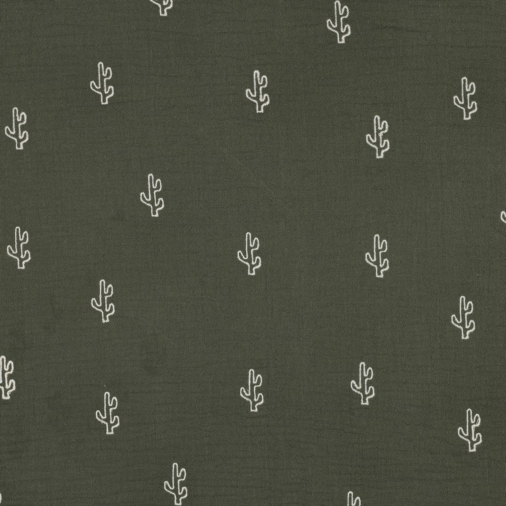 Embroidered Double Gauze - Cactus Green
