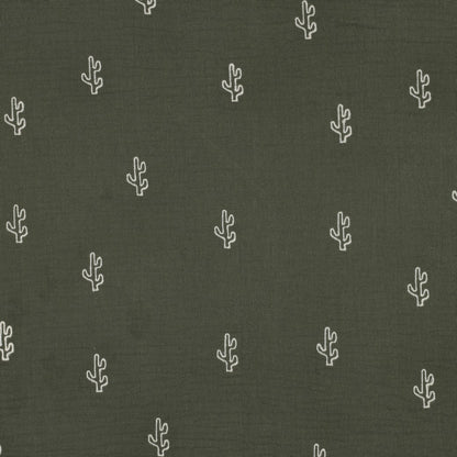 Embroidered Double Gauze - Cactus Green