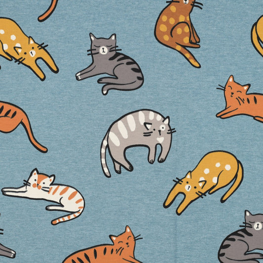 Cat Crew Cotton Jersey - Smokey Blue