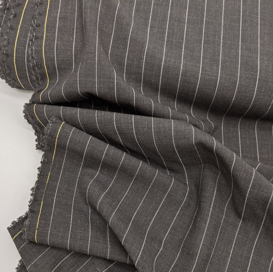 Charcoal Pin Stripe Wool Blend Suiting - 1.2M Remnant