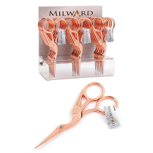Milward 4.5" Stork Embroidery Scissors - Rose Gold