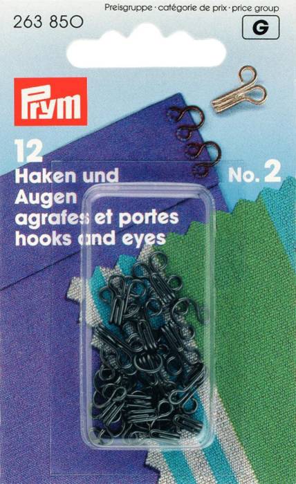 Prym Hooks and Eyes - Size 2 - Black