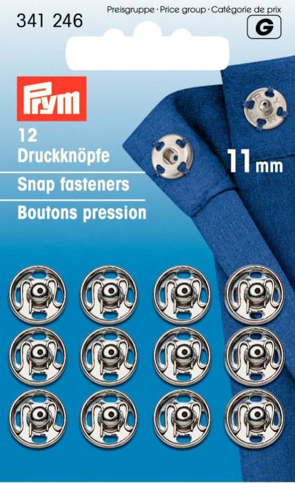 Prym Sew-On Snap Fasteners 11mm Silver